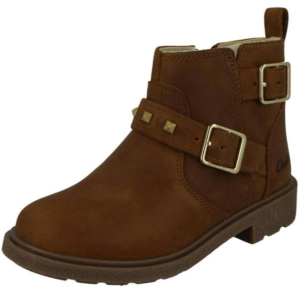 Clarks Girls Clarks Zip Fastened Ankle Boots With Studded Strap Astrol Trim T