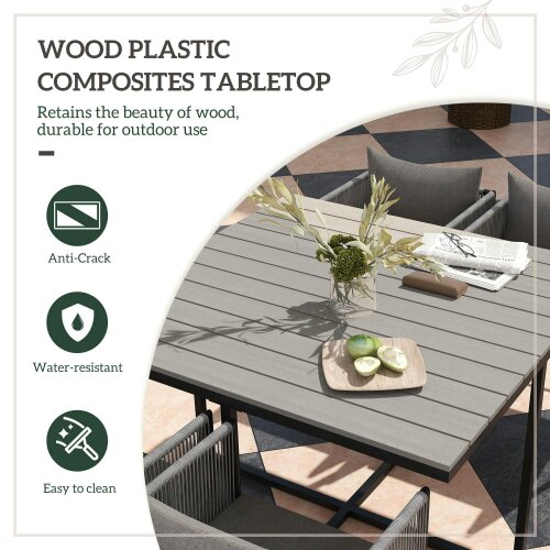 Wyld Haus Donino Rattan Grey 4 Seater Cube Garden Dining Set With Cushions And Rectangular Wood Effect Table