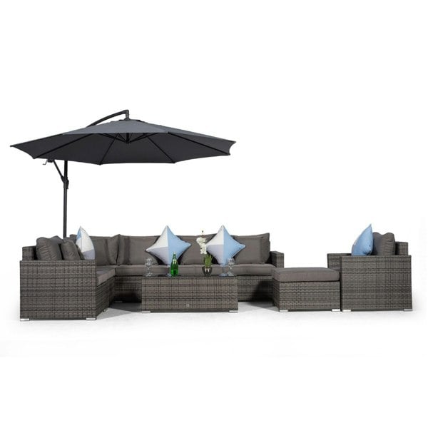 Giardino Havana 7 Seat Rattan Sofa Set w/ Coffee Table, Armchair and Ottoman