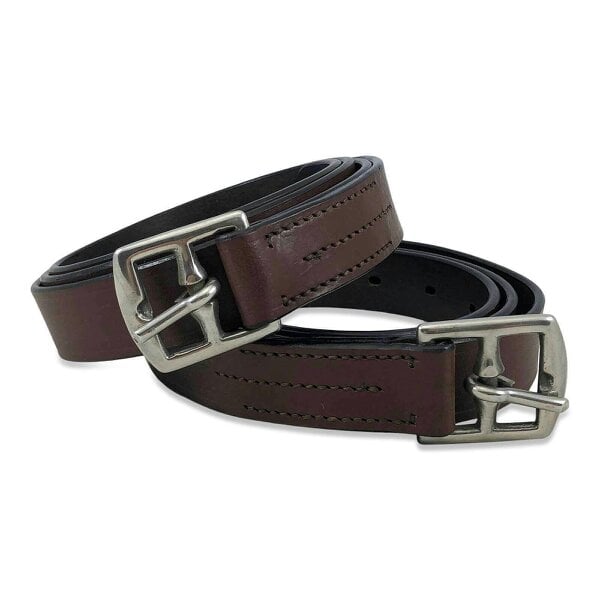eQuitack Leather Horse Riding Stirrup Leathers With Silver Buckles Brown