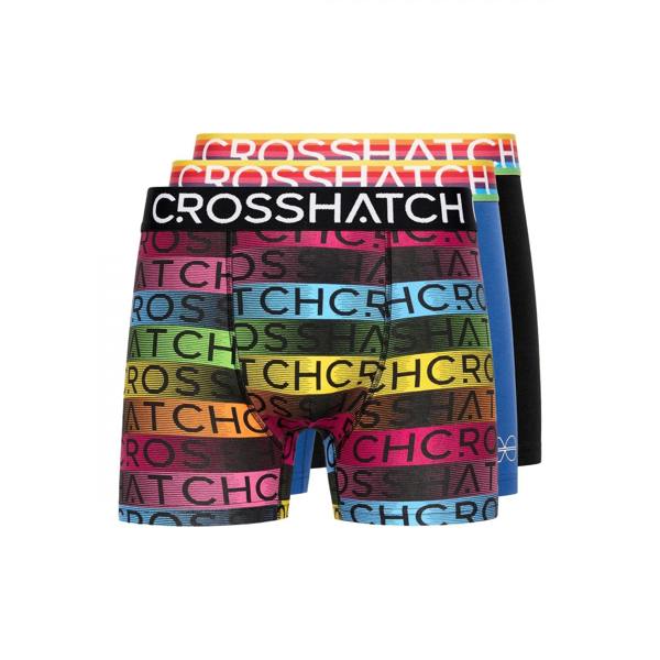 Crosshatch Mens Rainbow Mix Boxer Shorts (Pack of 3) - Black - 
