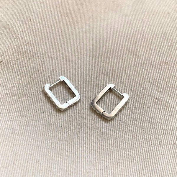 Spero London Sterling Silver Rectangular Hoop Earrings