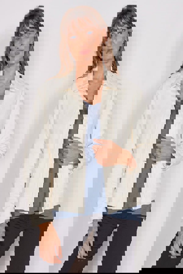 Jeetly.comGaia Cream Oversized Button Up Cropped JacketJacket