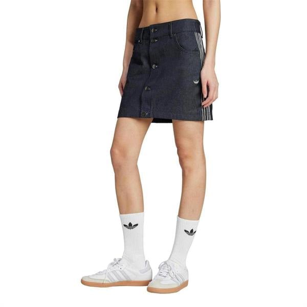 Adidas Womens/Ladies 3 Stripes Cotton Mini Skirt - Indigo Denim - 