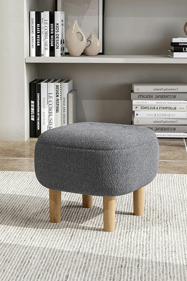 Living and Home Kamar Wide Square Ottoman Footstool