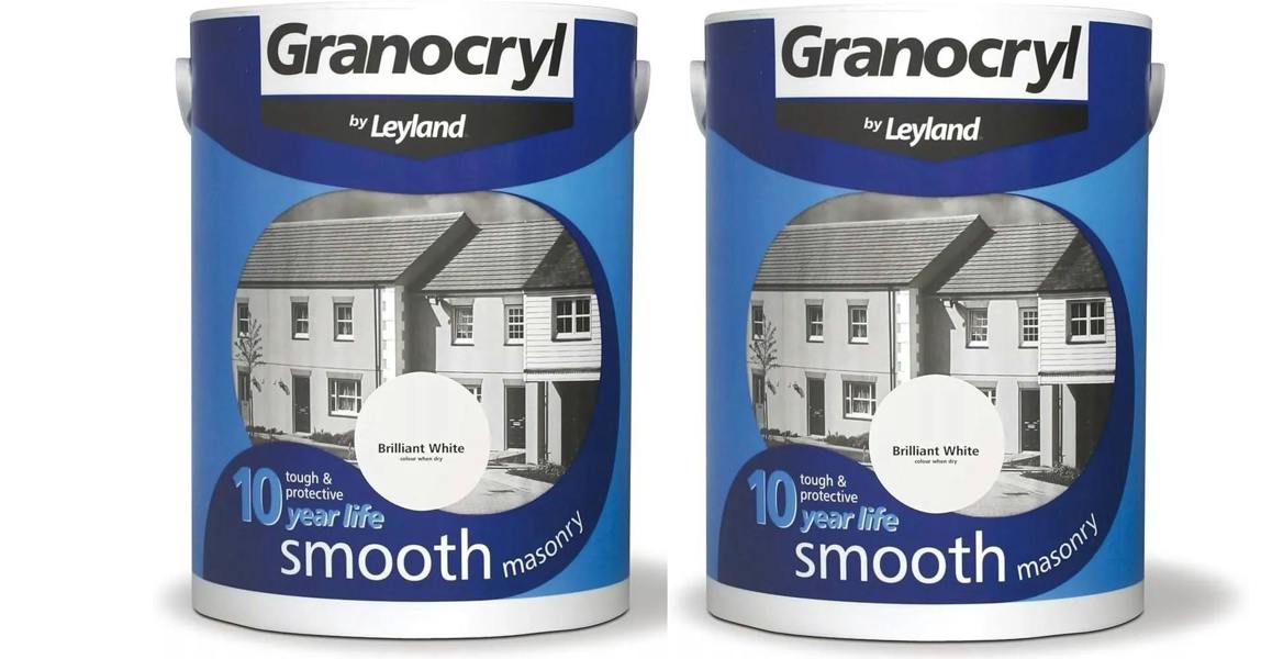 Leyland Granocryl Smooth Masonry Paint Brilliant White 5L Pack of 2