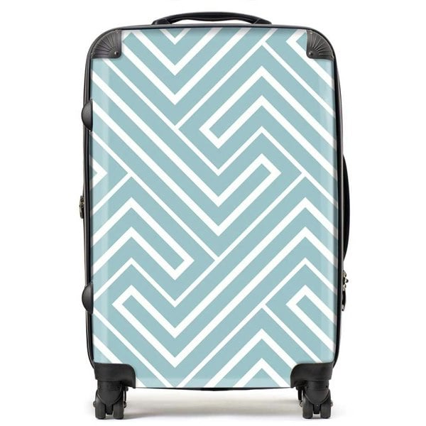 Warren Reed Blue And White Geometric Pattern Suitcase