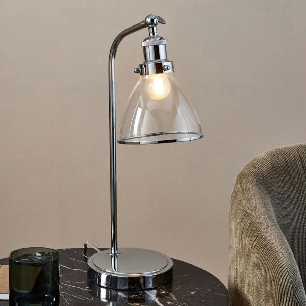 Brunswick Polished Nickel & Glass Desk Table Lamp