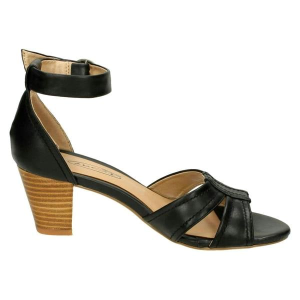Spot On Ladies Spot On Heeled Ankle Strap Sandal with Stitched Vamp