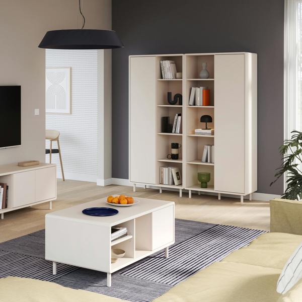 Furniture To Go Playly Tall Storage Cabinet with Door/Open Shelving in Sand