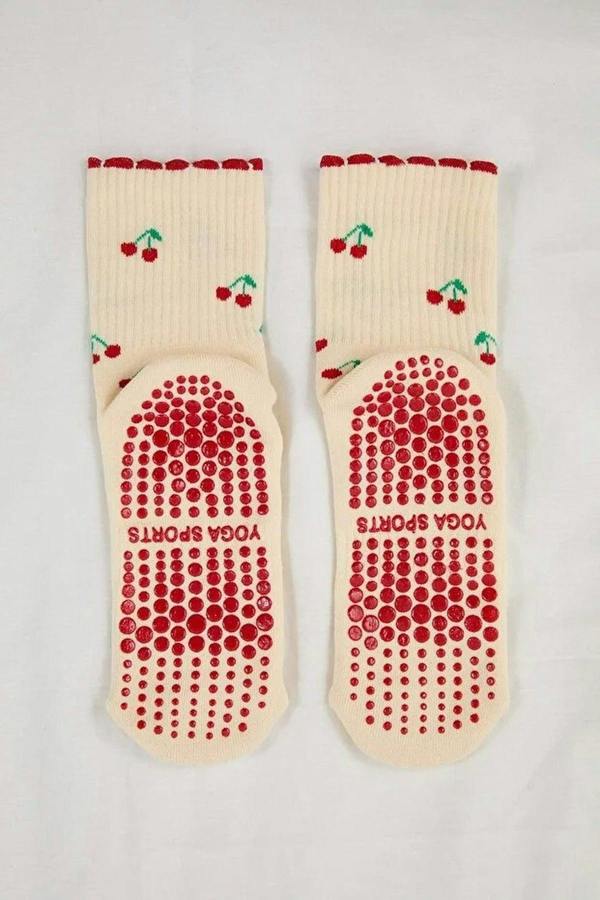 WOVCOR Patterned Non-Slip Yoga Knit Socks