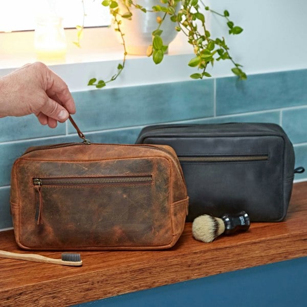 Paper High Buffalo Leather Wash Bag
