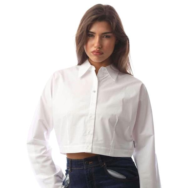 Hugo Womens/Ladies Etsoukie Cropped Shirt - White - 