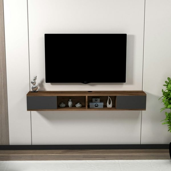 Destina Home Floating TV Stand with Shelves and Cabinets Colin
