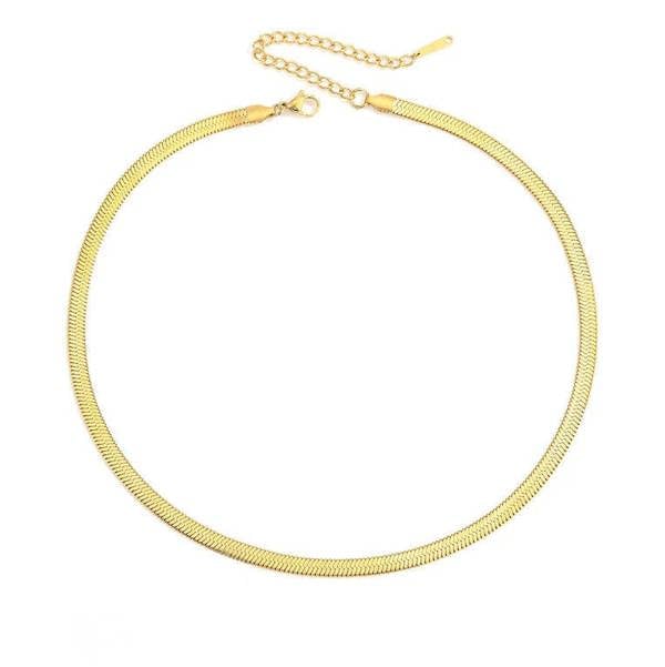 Elk & Bloom Double Chain Set - Herringbone & Paperclip Choker 14K Gold