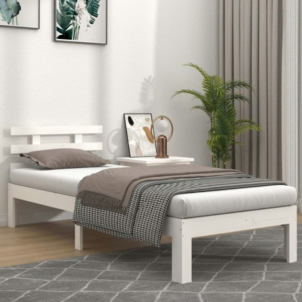Berkfield Bed Frame White Solid Wood 90x200 cm