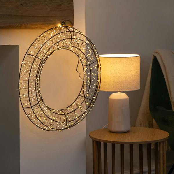 Samuel Alexander 50cm Light up 3D Metal Christmas Wreath with 720 Warm White LEDs