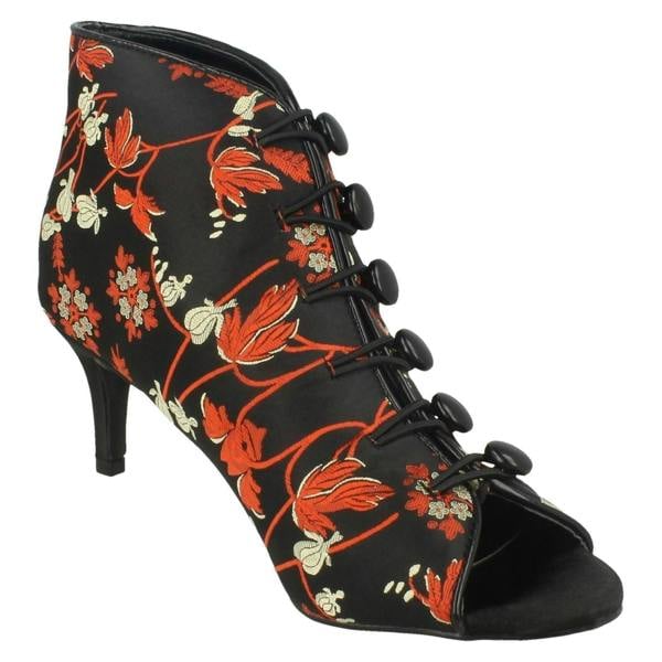 Anne Michelle Ladies Anne Michelle Mid Heel Button & Hook Boot Sandals