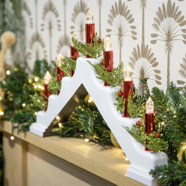 5cm Battery Operated Plastic White Christmas Candle Bridge with 7 LED Lights image 3
