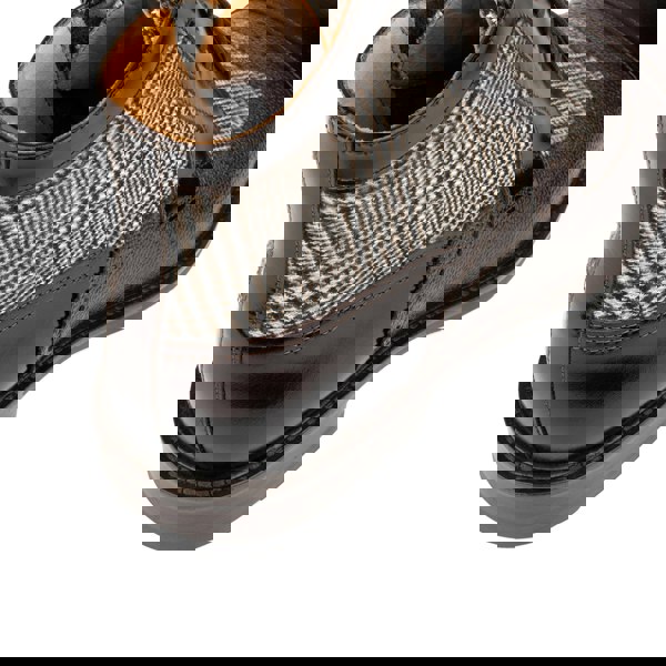 Embassy London Charles - Brown Check - Men's toe cap dressy leather boot in leather and textile