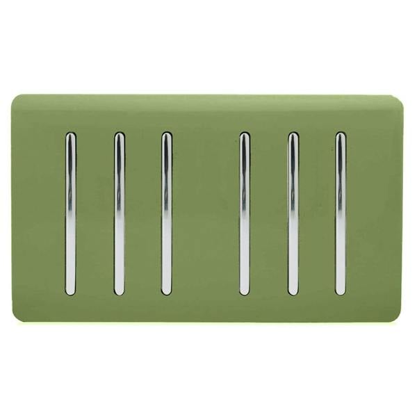 Trendi Switch 6 Gang 1 or 2 Way Light Switch in Moss Green