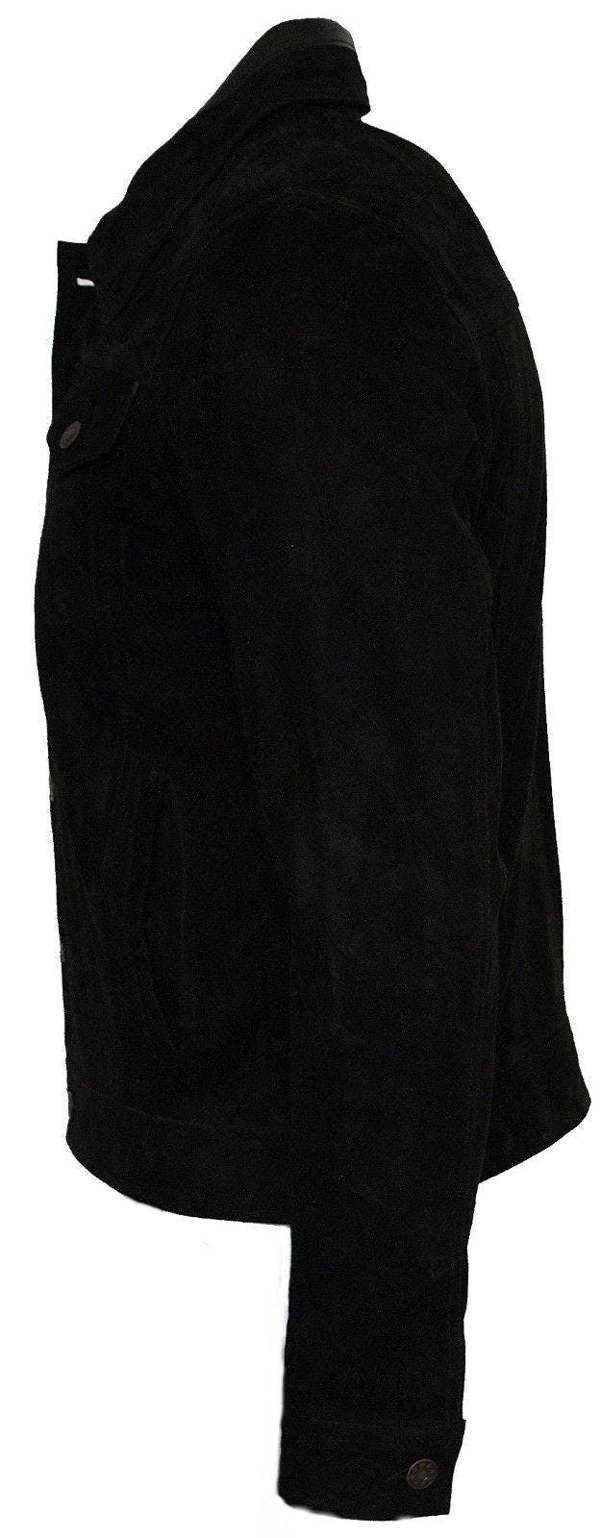 Infinity Leather Mens Goat Suede Leather Trucker Jacket-Taraz