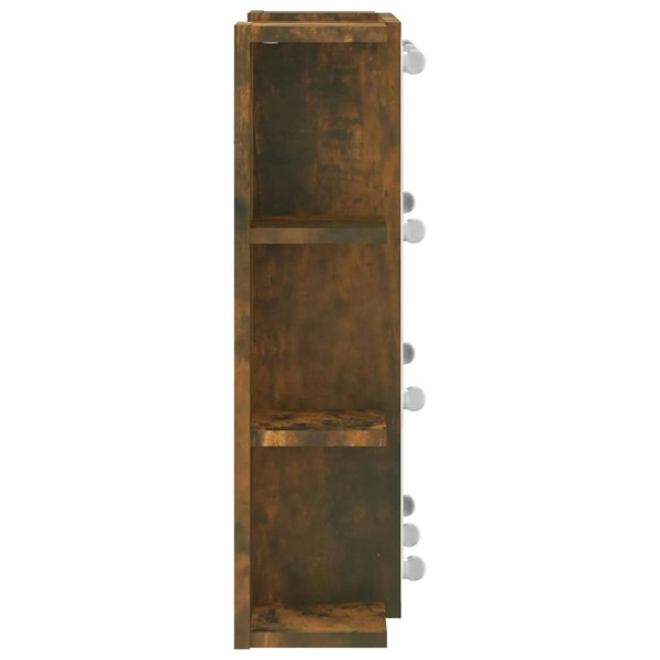 Berkfield Mirror Cabinet with LED Smoked Oak 70x16.5x60 cm