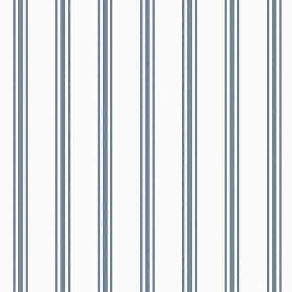 Laura Ashley Farnworth Stripe Wallpaper - Smoke Blue - 10m
