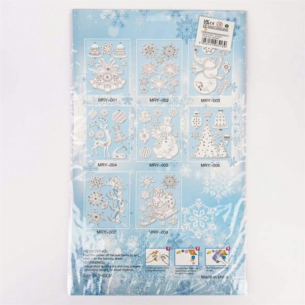 8 Pack 3D Christmas Window Stickers for Glass Surfaces in Snowy White and Silver image 3