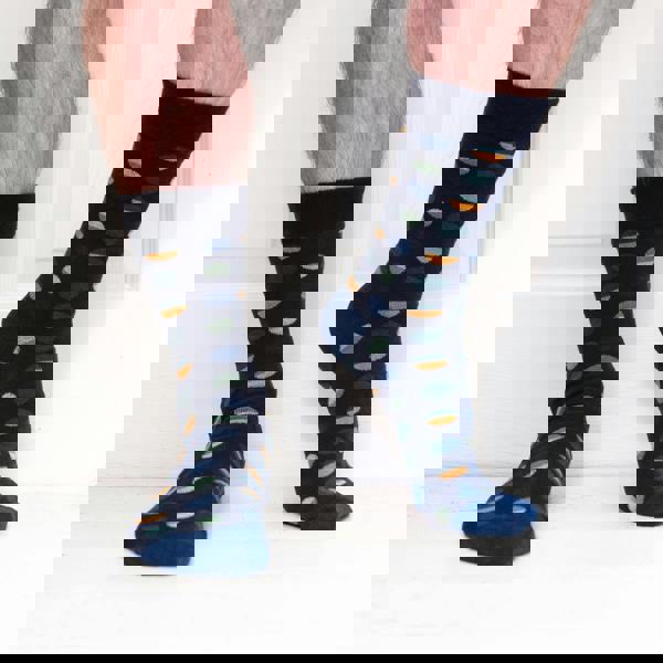 Jemsox Circle Geo Classic Blue Mens Socks | Organic Cotton & Easy Comfort