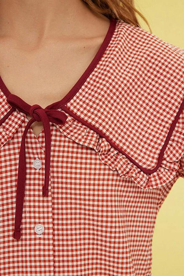 WOVCOR Patterned Baby Collar Woven Shirt