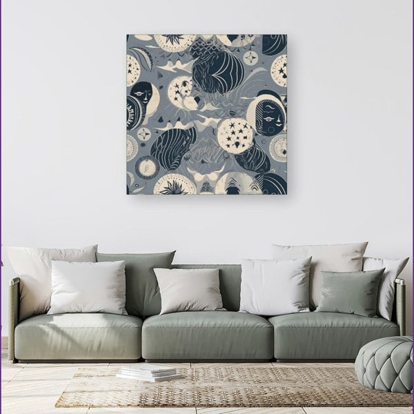 Warren Reed Abstract Moon and Stars Canvas