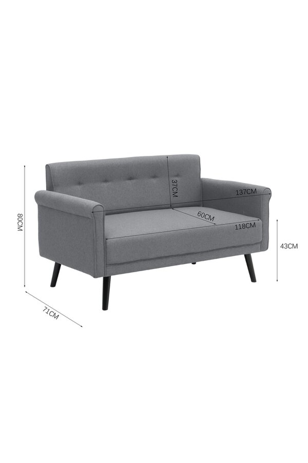 Living and Home 2 Seater Upholstered Sofa Fabric Armchair Loveseat