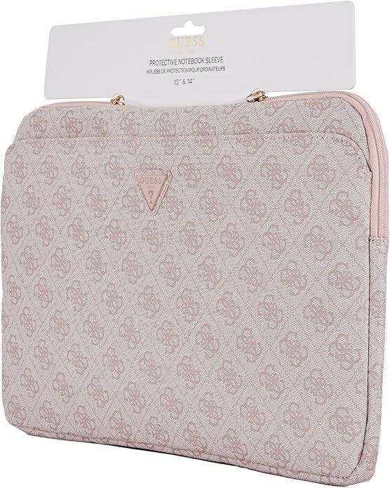 Guess 4G Zipper Pocket Triangle Logo Laptop Sleeve for 14" MacBook Pink -GUCS14ZP4DPTP