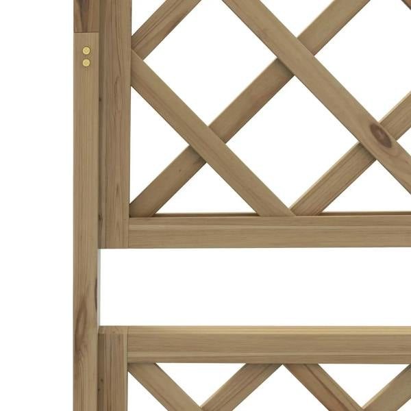 Wooden trellis corner with crosshatch lattice and sturdy support beams