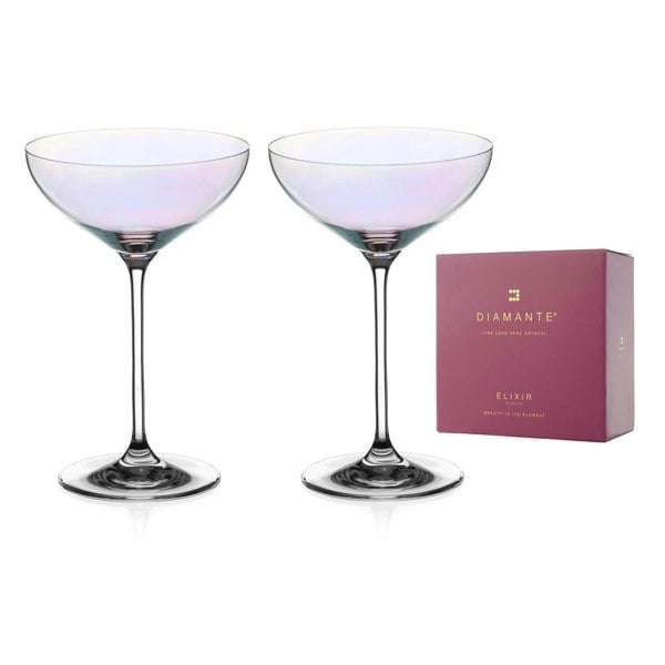 Diamante Lustre Champagne Saucer - Set of 2