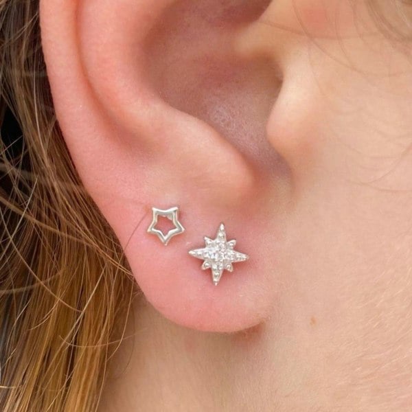 Follow That Star Sterling Silver Pavé Stud Earrings - Reeves & Reeves