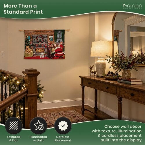 Light Up Santa Christmas Wall Tapestry – LED & Fibre Optic Wall Hanging, 75 x 55cm