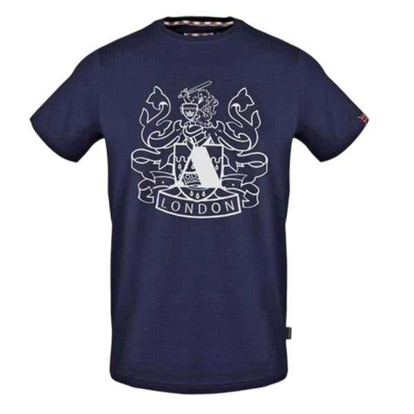 Aquascutum Mens Shield Aldis Large Logo T-Shirt - Navy - 