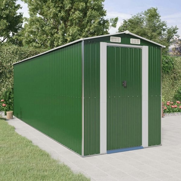 Berkfield Garden Shed Green 192x606x223 cm Galvanised Steel