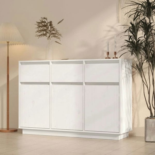 Berkfield Sideboard White 110x34x75 cm Solid Wood Pine