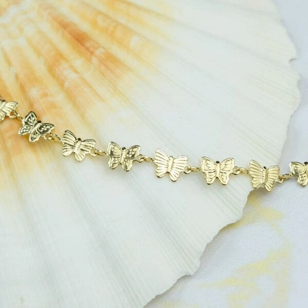 The Colourful Aura Gold Plated Butterfly Charm Thin Slim Promise Animal Themed Stacking Bracelet