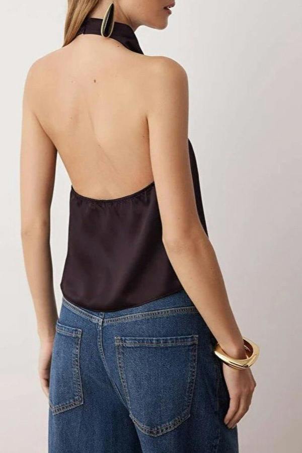 WOVCOR Satin V-Neck Party Blouse