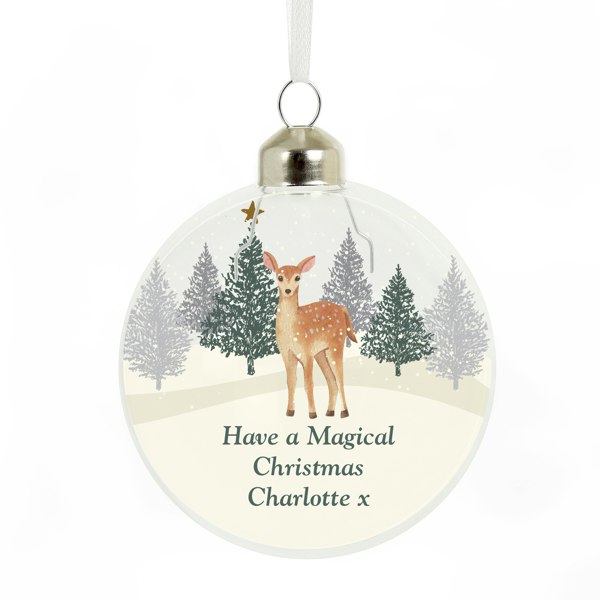 Personalised Memento Company Personalised Christmas Deer Glass Bauble