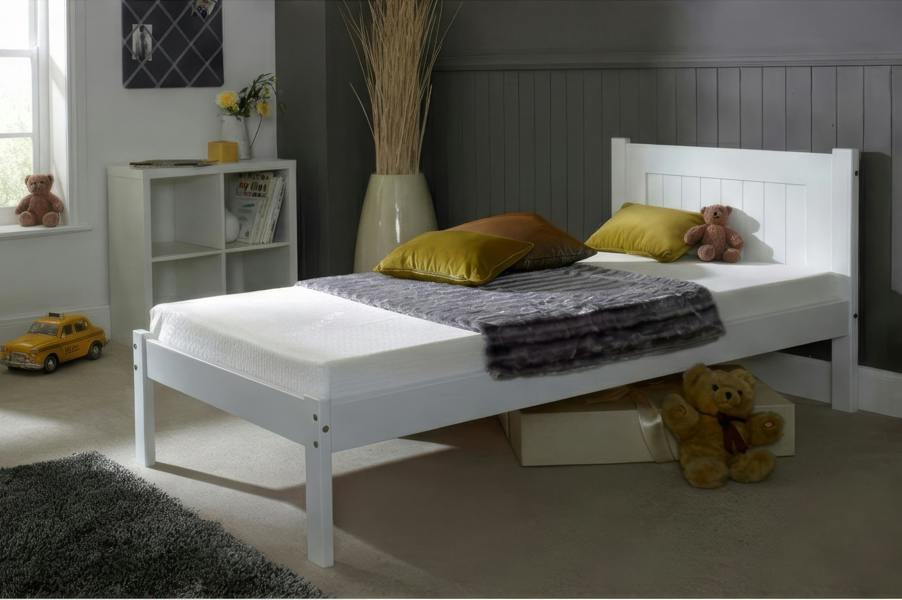 Mission TM Clifton Solid Pine Bed Frame, Panelled Headboard, White, 4 Sizes