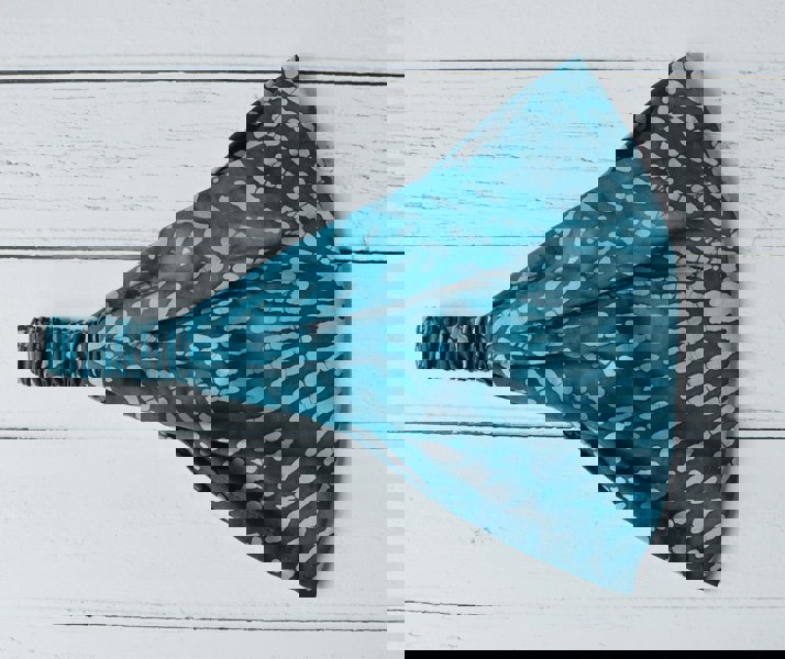 Antonia York Batik Headband for Women Hand Printed and Dyed Batik Cotton Bandana in Teal Blue