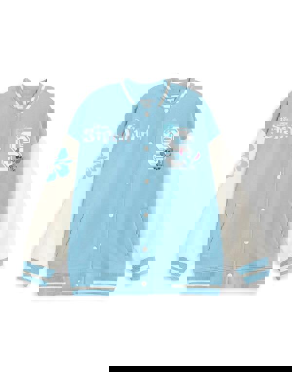 Disney Girls Blue Stitch Varsity Jacket