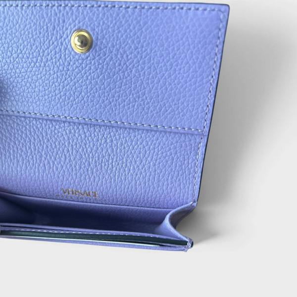 Versace Medusa Head Business Card Holder Leather Purple