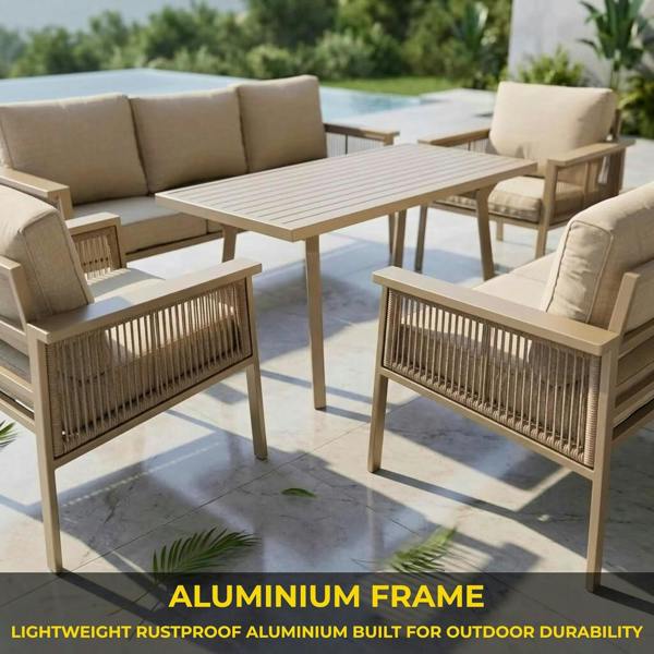 Shatchi Luxury Outdoor Aluminium Sofa Set - Modern Garden Furniture with Coffee Table