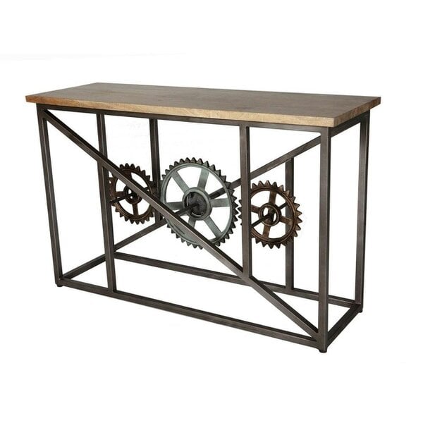 Wyld Haus Hanko Industrial Reclaimed Wood and Metal Cogs Console Table